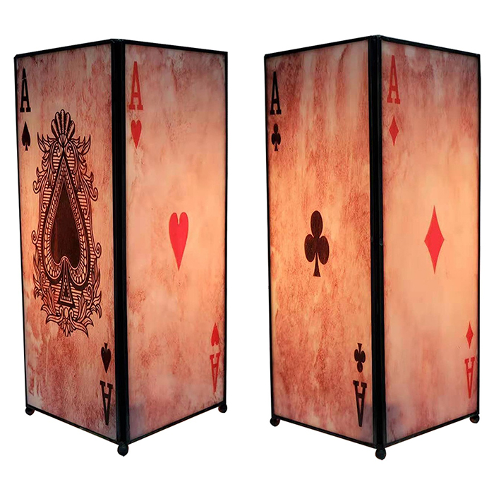 Playing Card 4 Aces Square Lamp Screen Printed